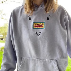 Teddy Fresh Love Face Purple Hoodie (Medium)